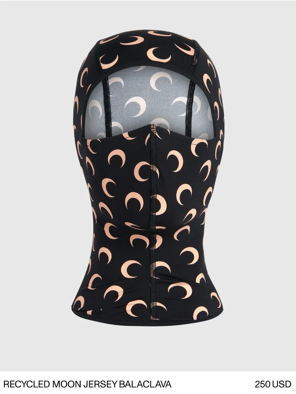 Recycled Moon Jersey Balaclava - Black with Red Moon Print